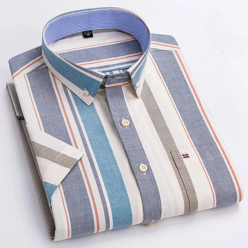 Mens Striped Short Sleeve Shirt | Casual-9