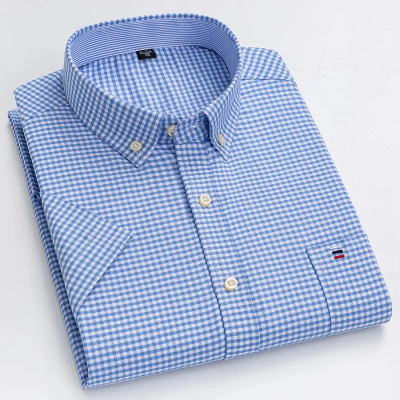 Mens Striped Short Sleeve Shirt | Casual-16