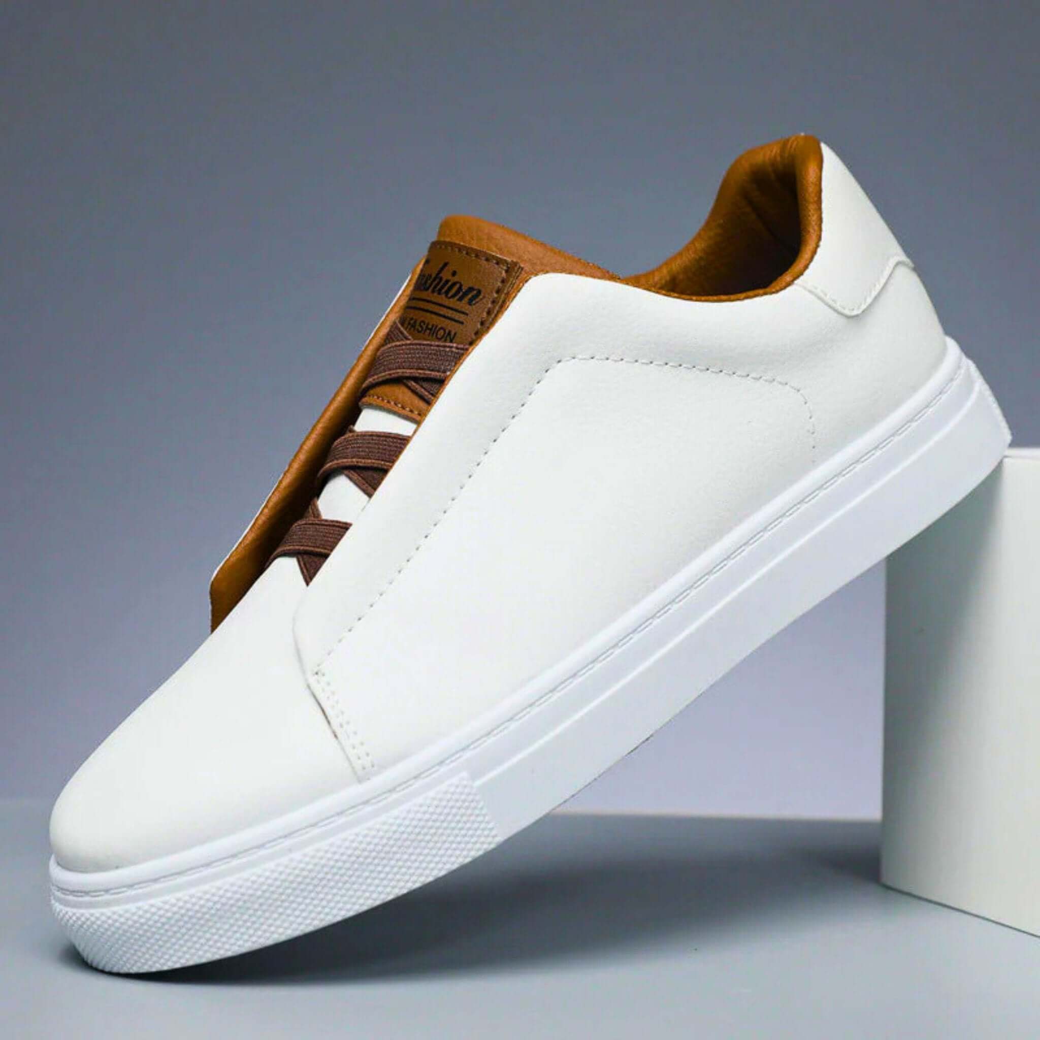 Mens Casual Sneaker | Navy White Low Top-2