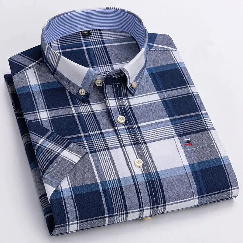 Mens Striped Short Sleeve Shirt | Casual-10