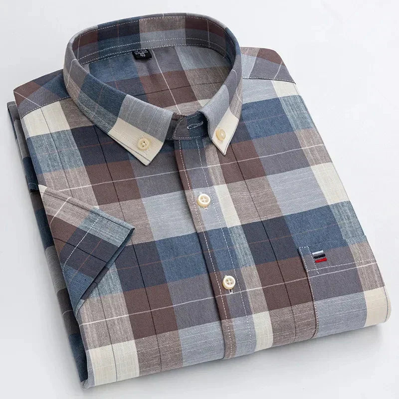 Mens Striped Short Sleeve Shirt | Casual-14