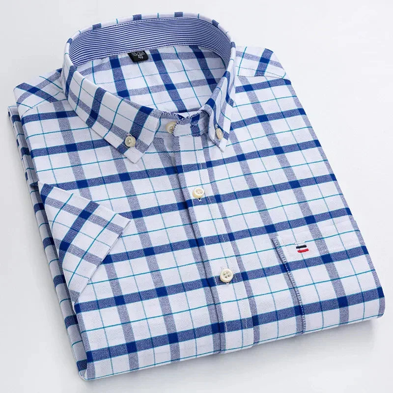 Mens Striped Short Sleeve Shirt | Casual-15
