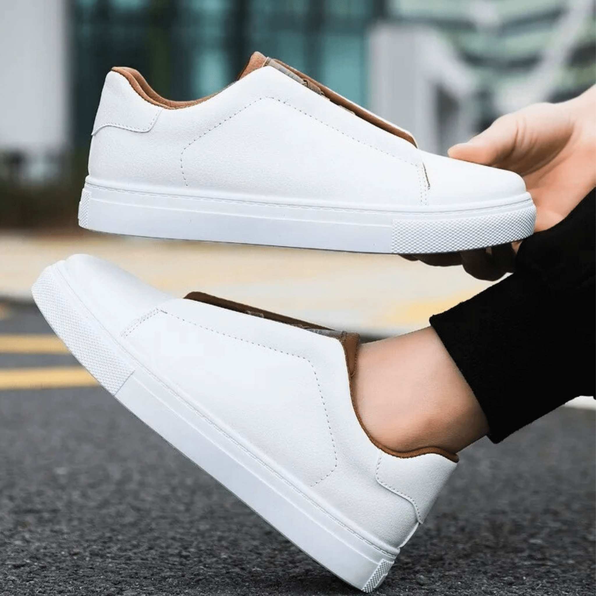 Mens Casual Sneaker | Navy White Low Top-8