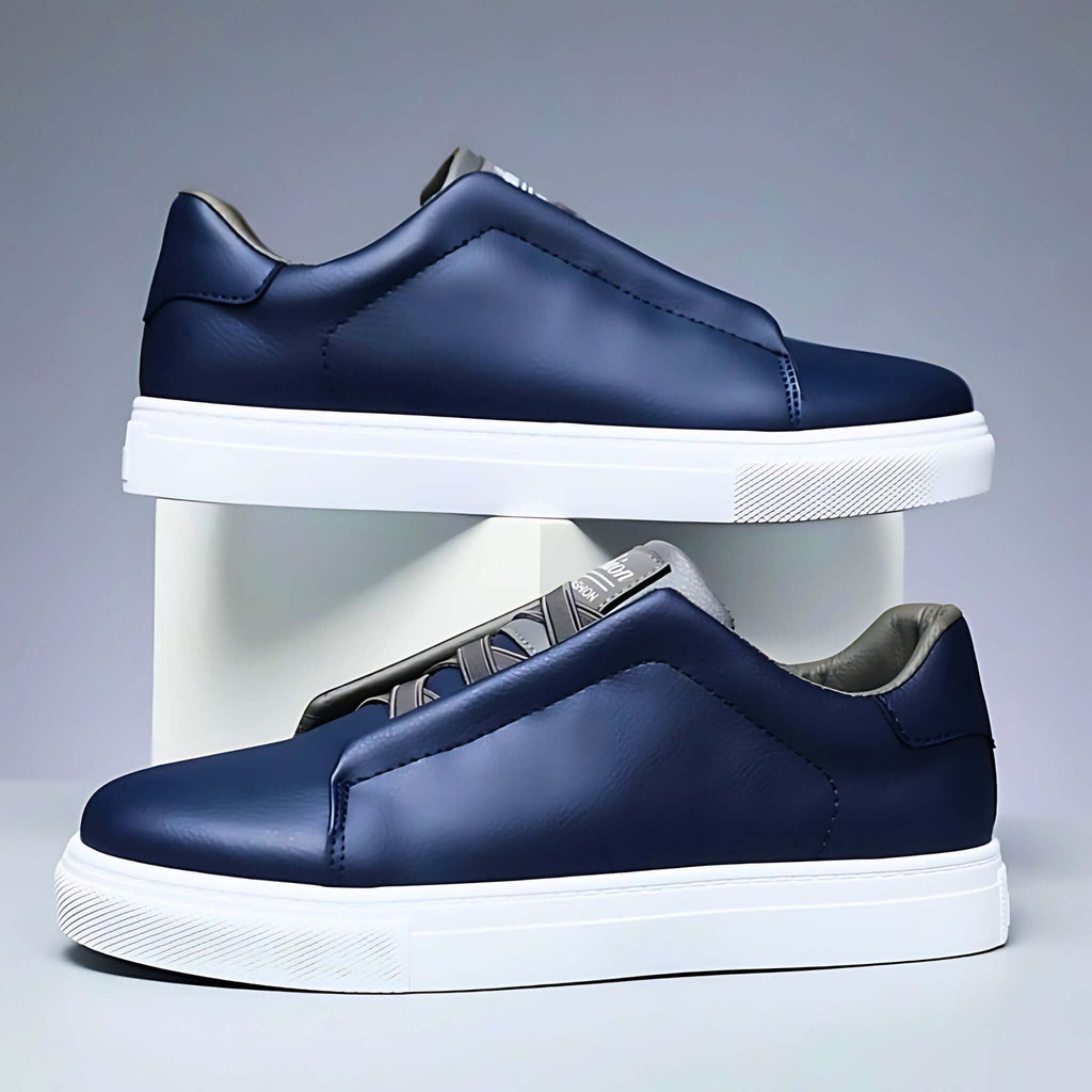 Mens Casual Sneaker | Navy White Low Top-4