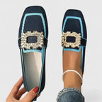 Women's Crystal Buckle Loafers | Slip-On Flats-1