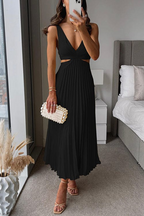 Women's Elegant Pleated Midi Dress | Graceful Flowy Cocktail Dress for All Occasions 3