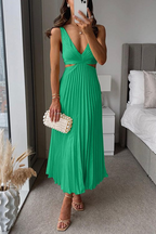 Women's Elegant Pleated Midi Dress | Graceful Flowy Cocktail Dress for All Occasions 4