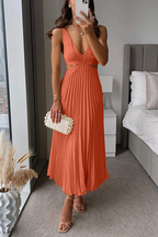 Women's Elegant Pleated Midi Dress | Graceful Flowy Cocktail Dress for All Occasions 5