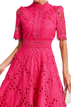 Women's Lace Midi Dress | Elegant White Cocktail Dress for Formal Occasions