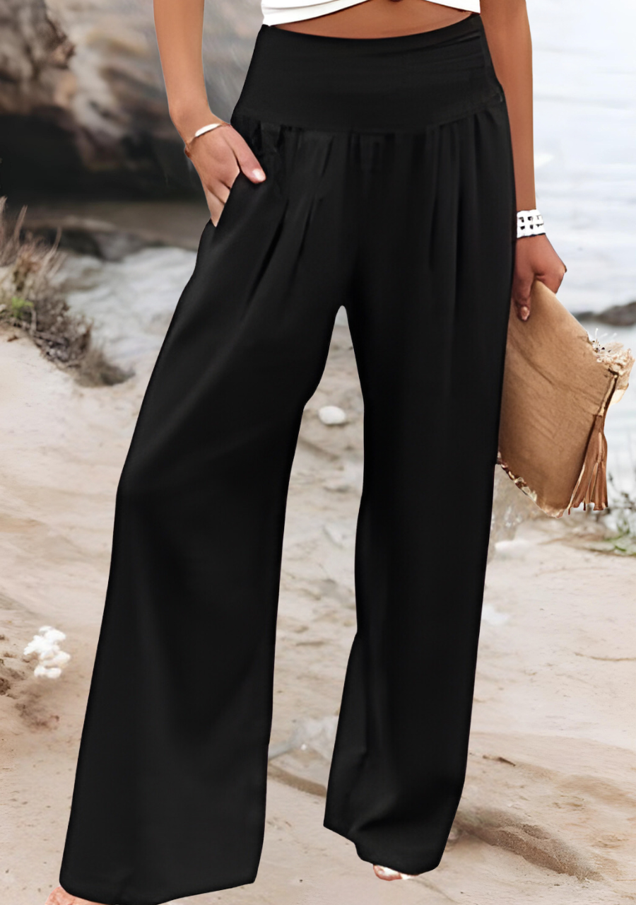 Women's Lightweight Fabric Wide Leg Pants | Elegant Summer Beach Trousers 1