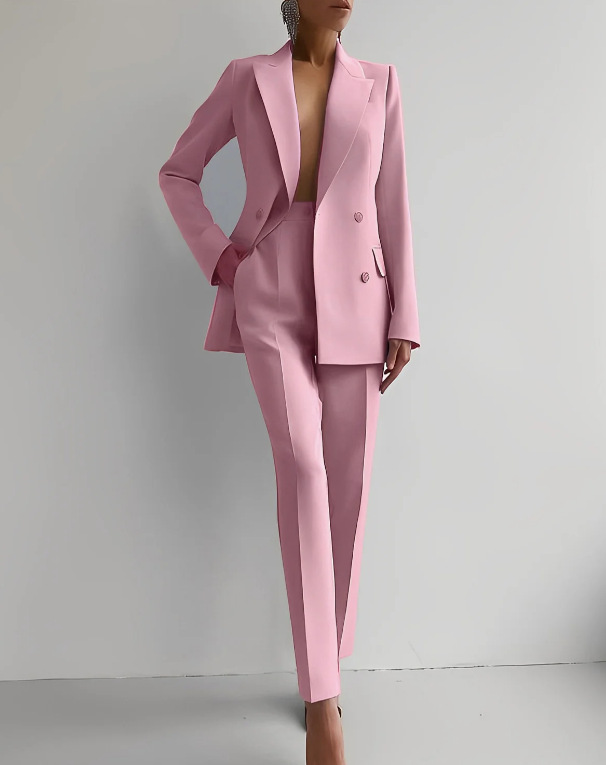Women's Tailored Red Suit Set | Elegant Double-Breasted Blazer & Slim Pants for Formal Occasions 2