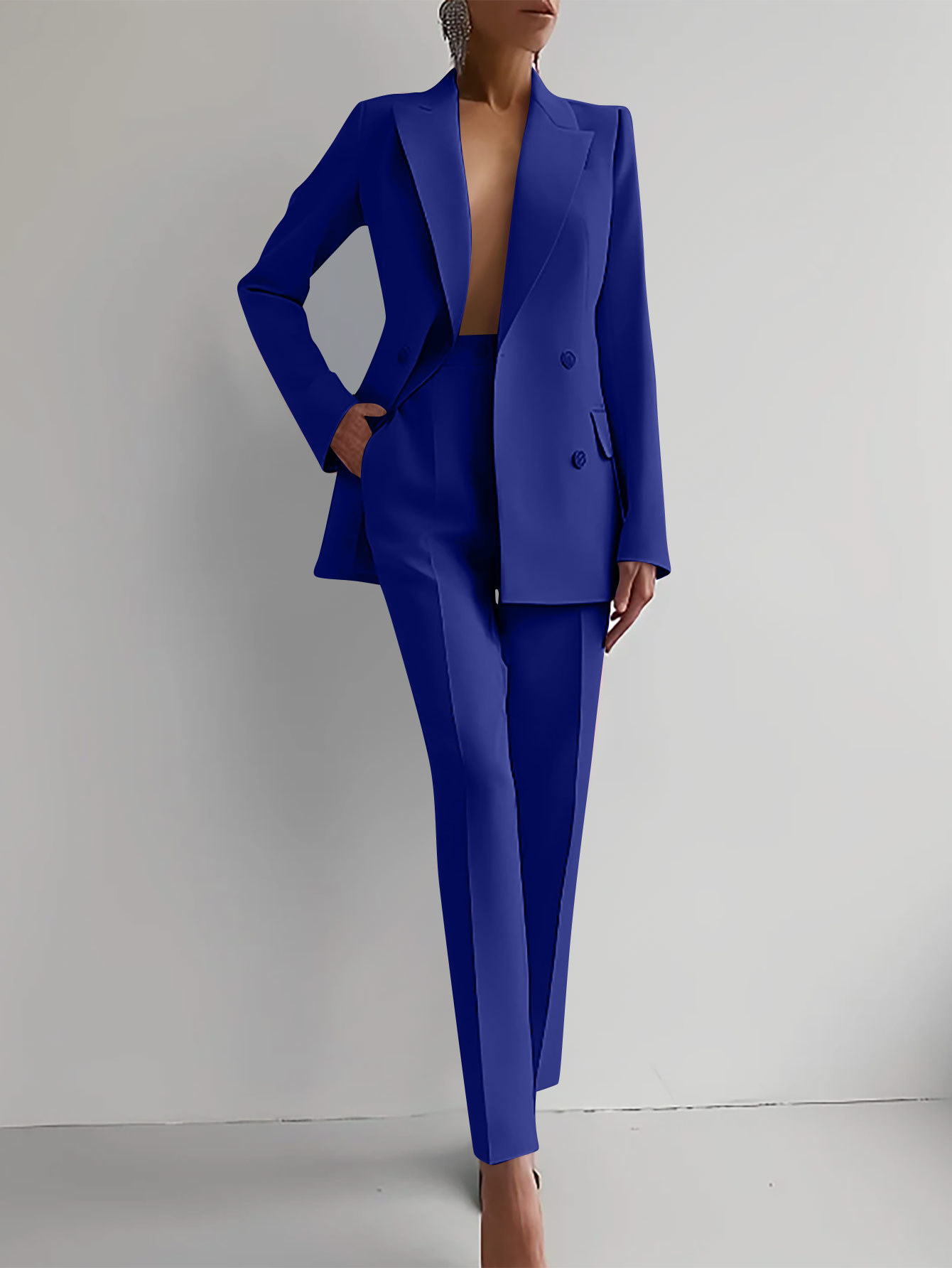 Women's Tailored Red Suit Set | Elegant Double-Breasted Blazer & Slim Pants for Formal Occasions 3