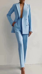 Women's Tailored Red Suit Set | Elegant Double-Breasted Blazer & Slim Pants for Formal Occasions 6