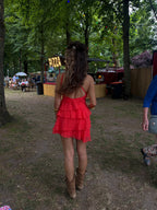 Women's asymmetric ruffle-tier mini summer dress