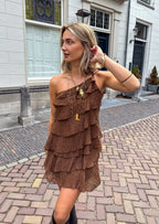 Women's asymmetric ruffle-tier mini summer dress
