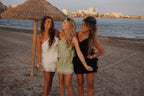 Women's asymmetric ruffle-tier mini summer dress