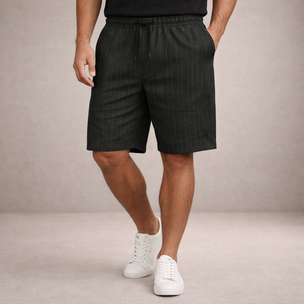 Men's drawstring pinstripe summer shorts