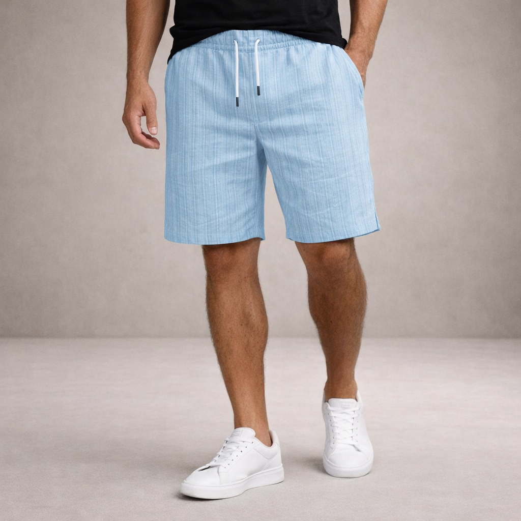 Men's drawstring pinstripe summer shorts
