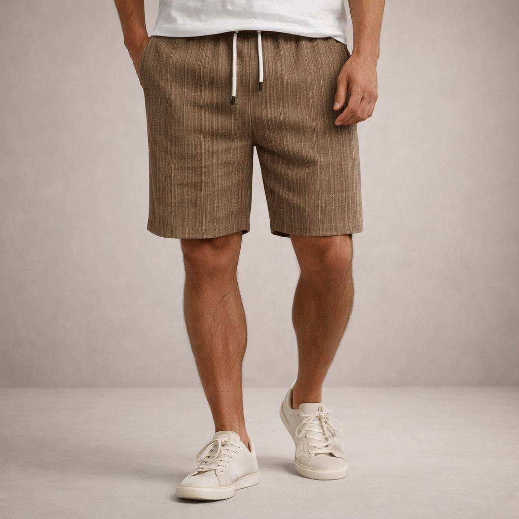 Men's drawstring pinstripe summer shorts