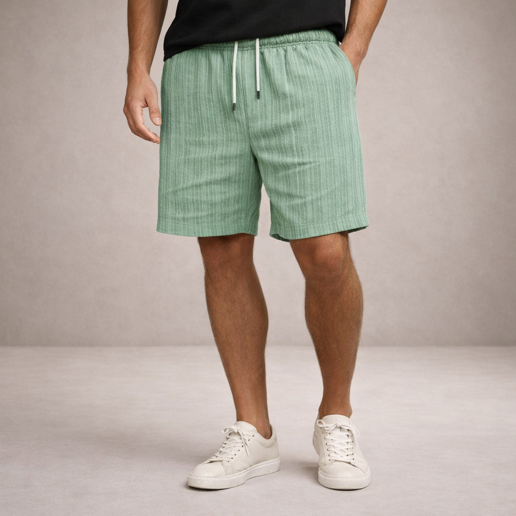Men's drawstring pinstripe summer shorts