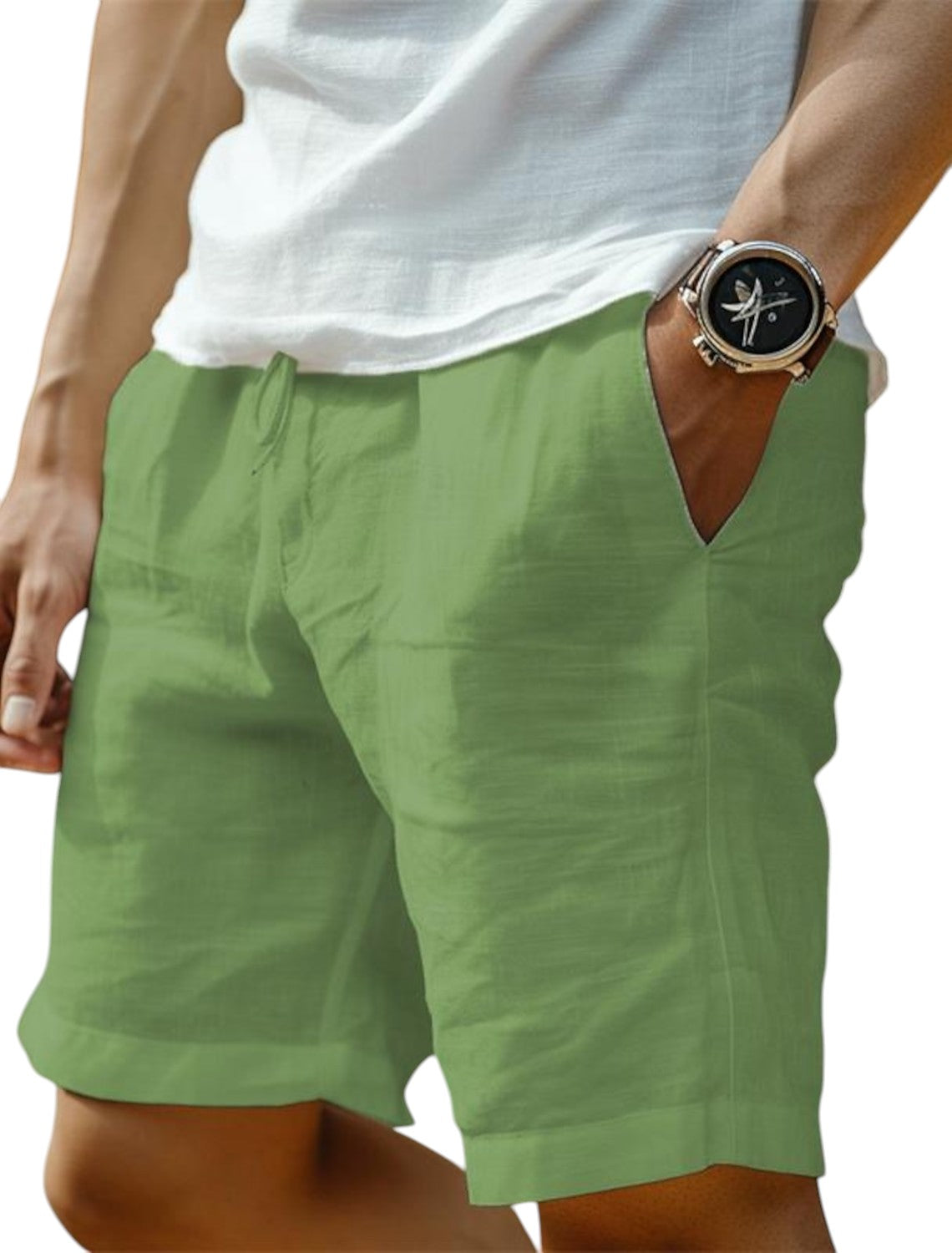 Men's drawstring knee-length vacation shorts
