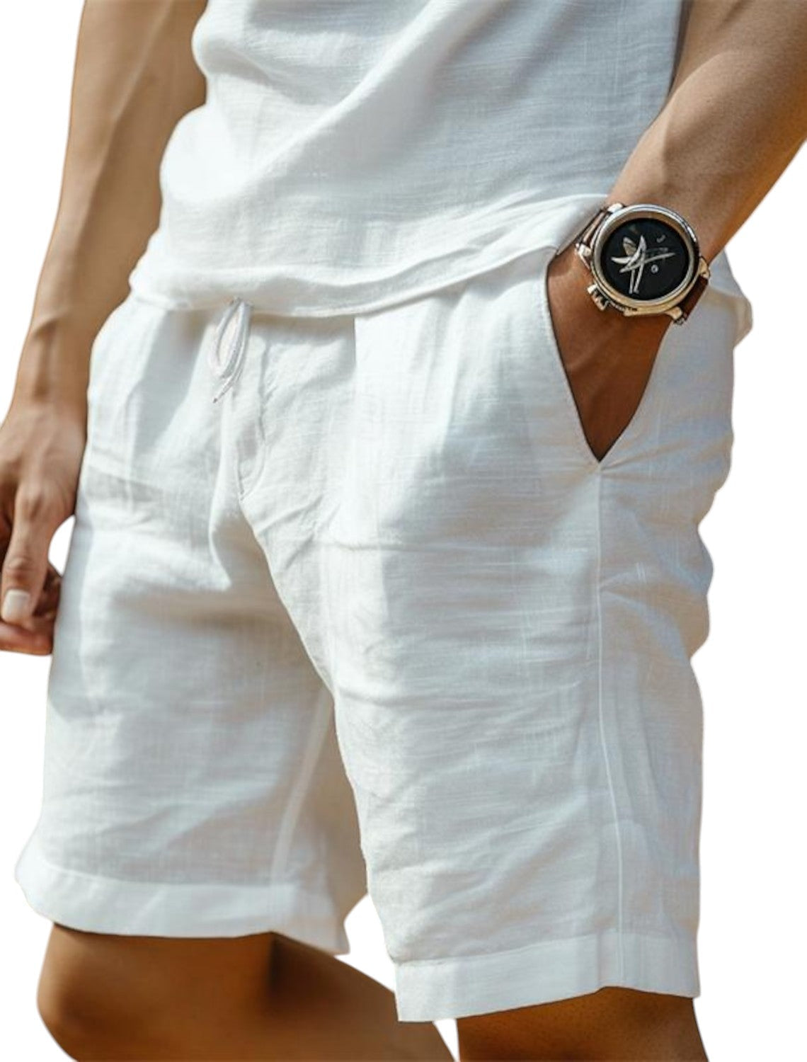 Men's drawstring knee-length vacation shorts