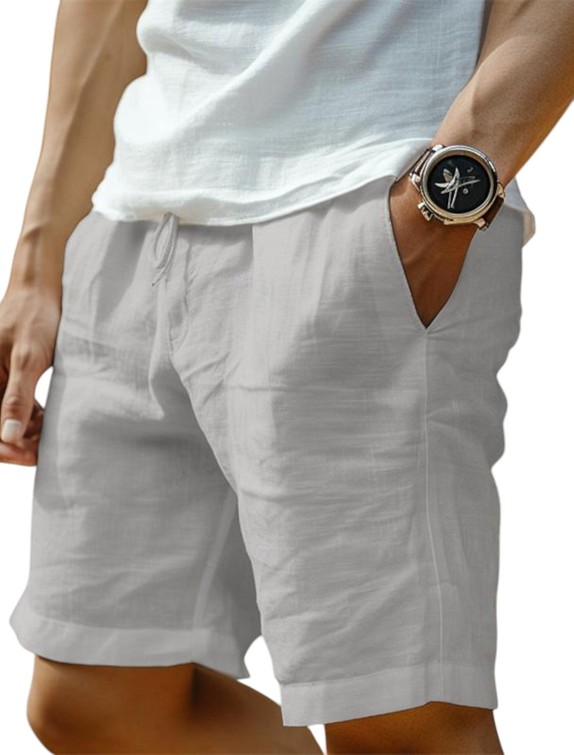 Men's drawstring knee-length vacation shorts
