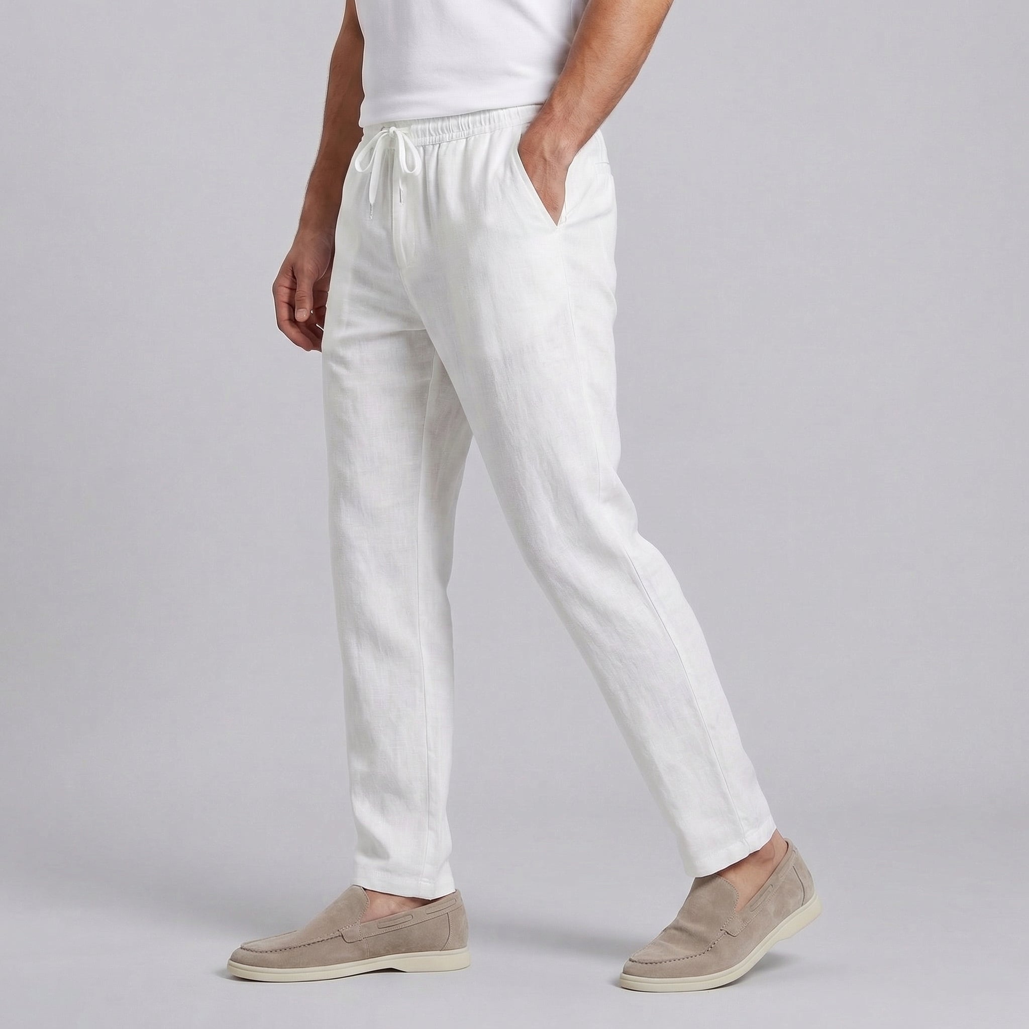 Men's drawstring tapered summer trousers