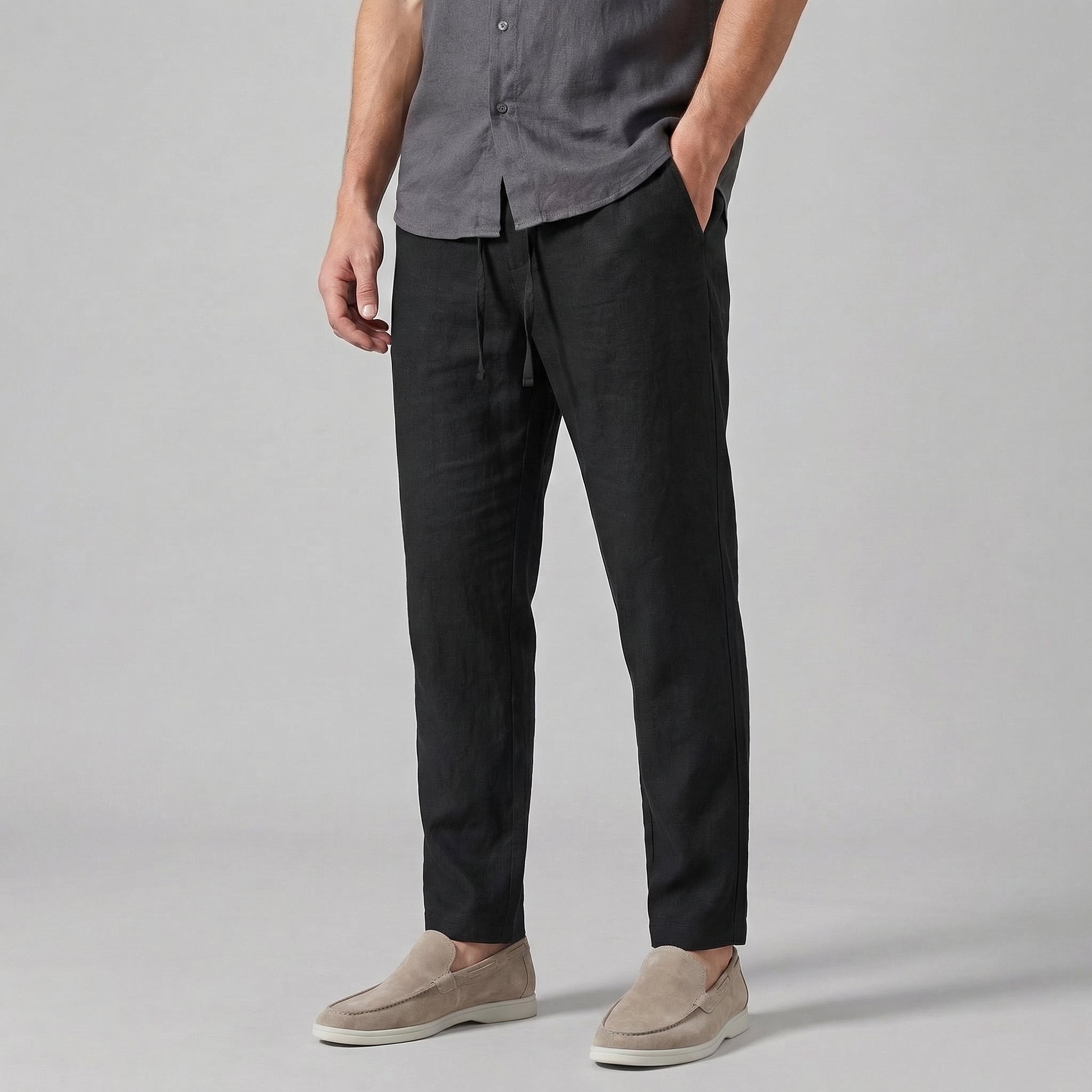 Men's drawstring tapered summer trousers