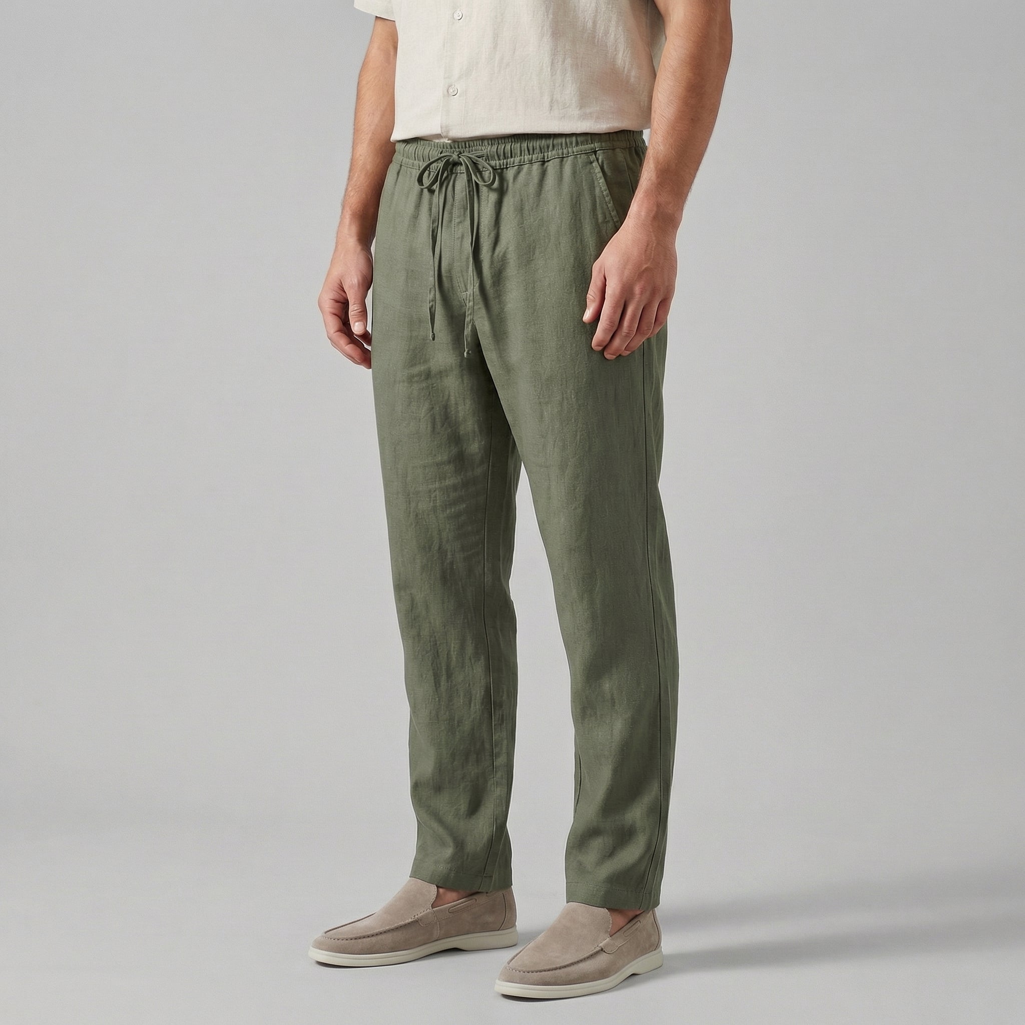 Men's drawstring tapered summer trousers