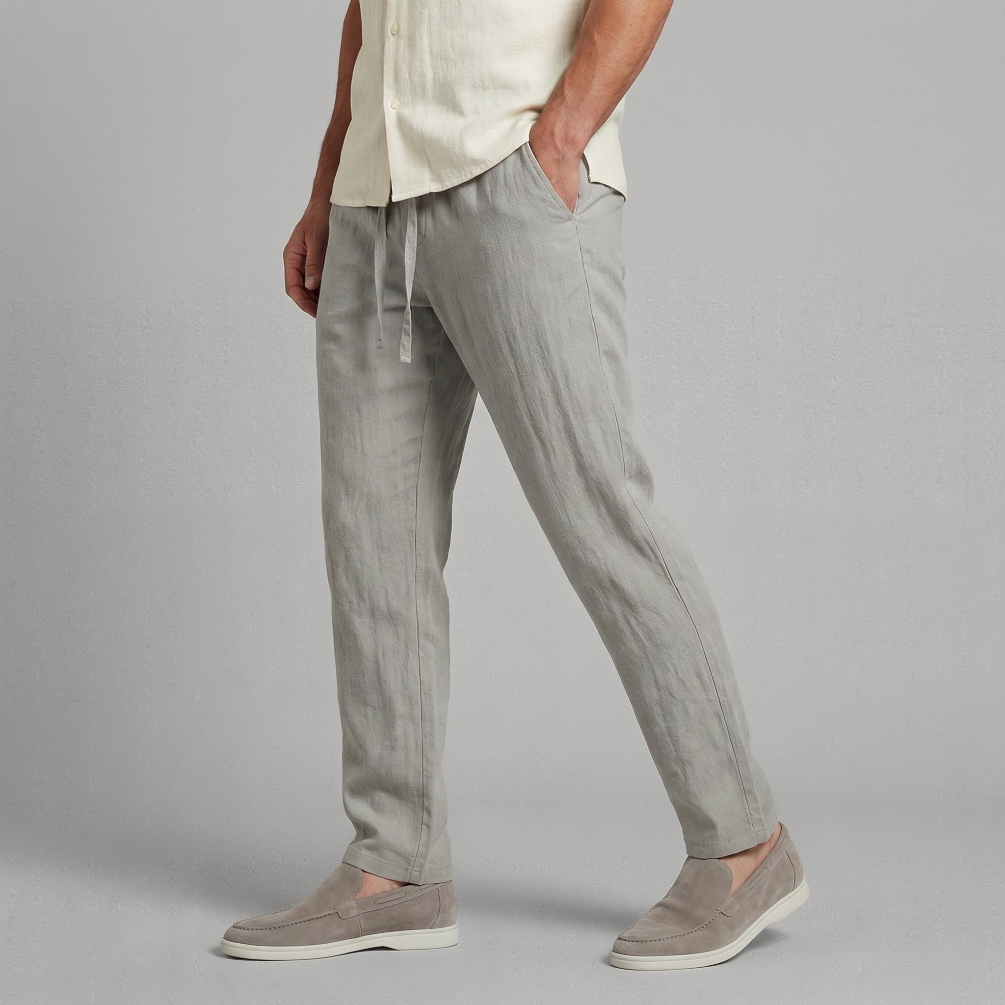 Men's drawstring tapered summer trousers
