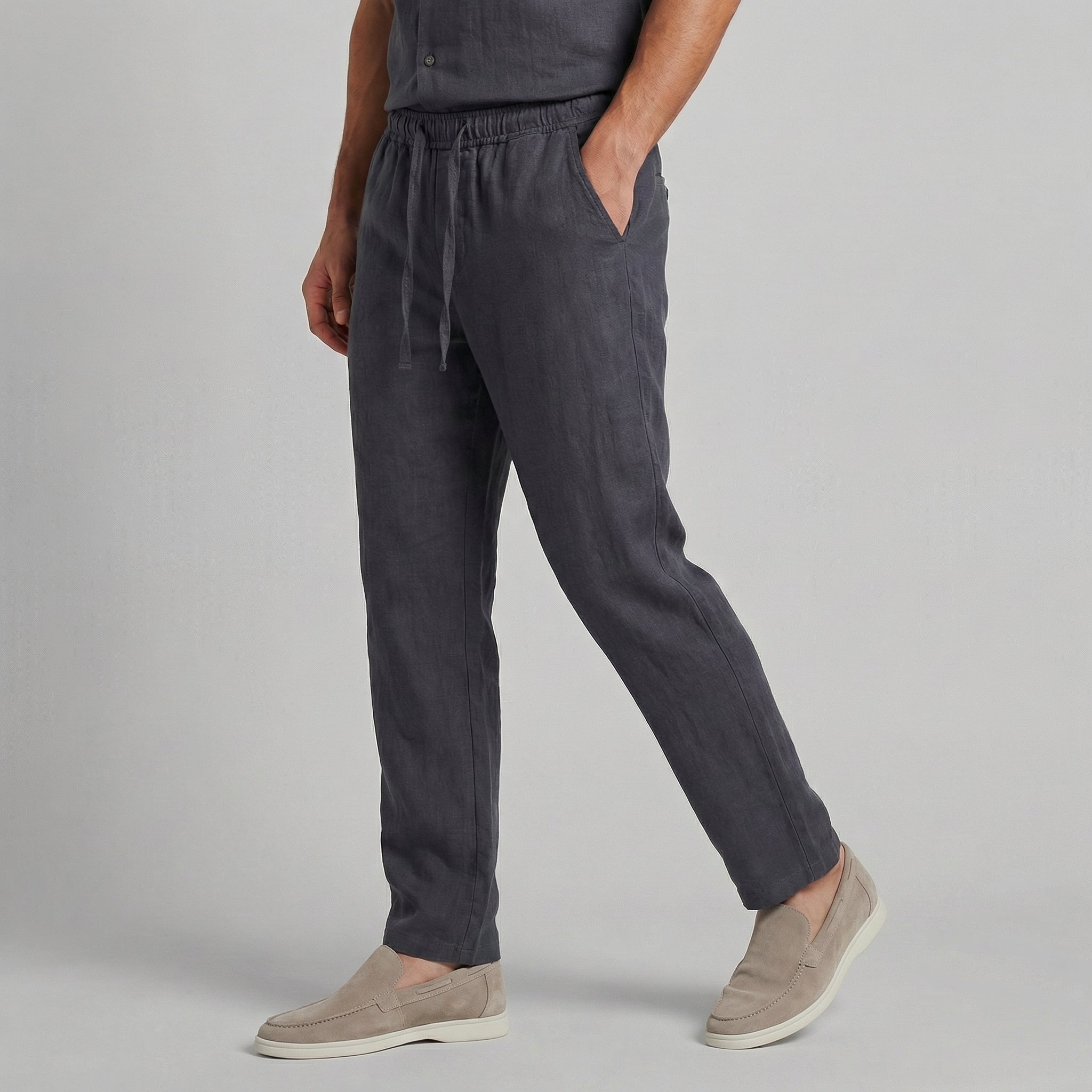 Men's drawstring tapered summer trousers