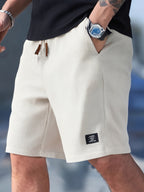 Men's drawstring waffle-texture summer shorts