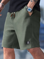 Men's drawstring waffle-texture summer shorts