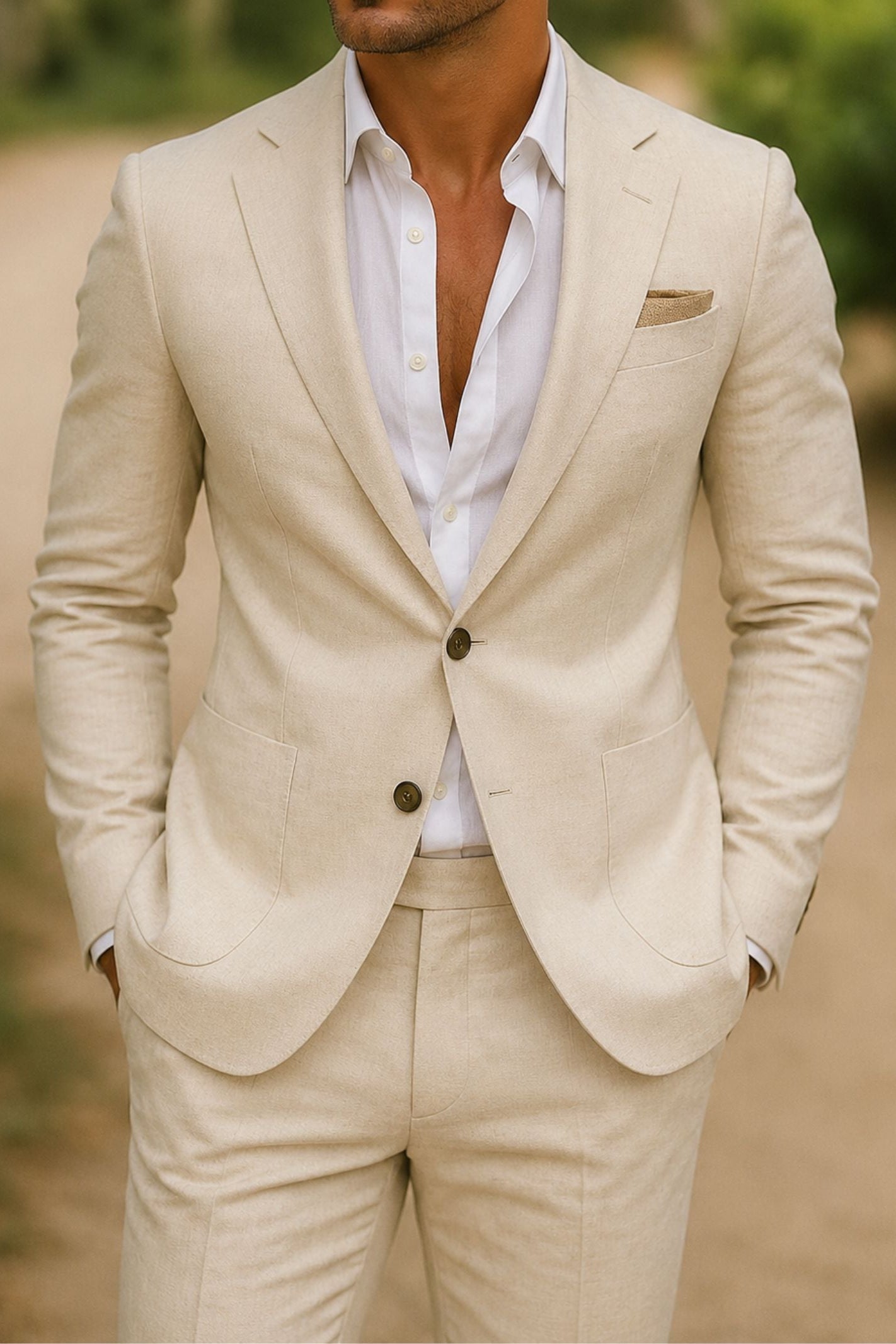Men's fitted two-piece summer suit