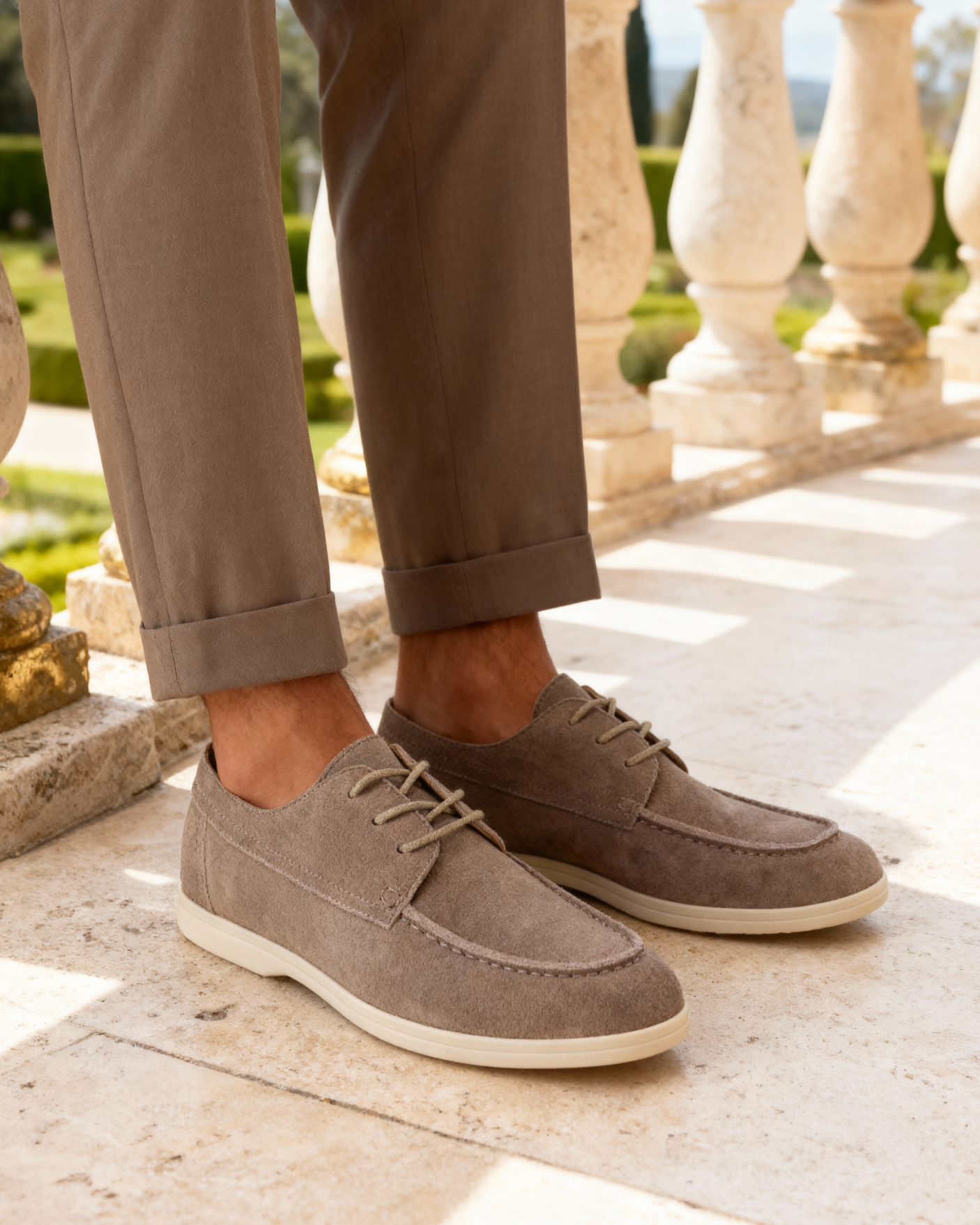 Men's lace-up shoes with suede-effect upper