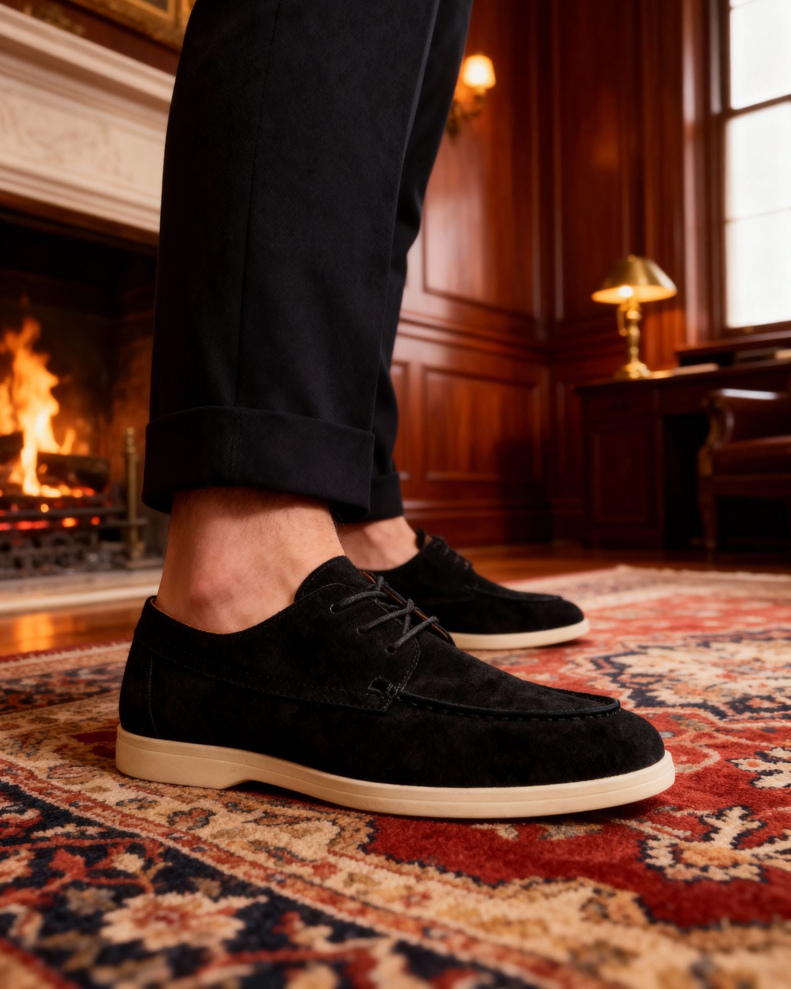 Men's lace-up shoes with suede-effect upper