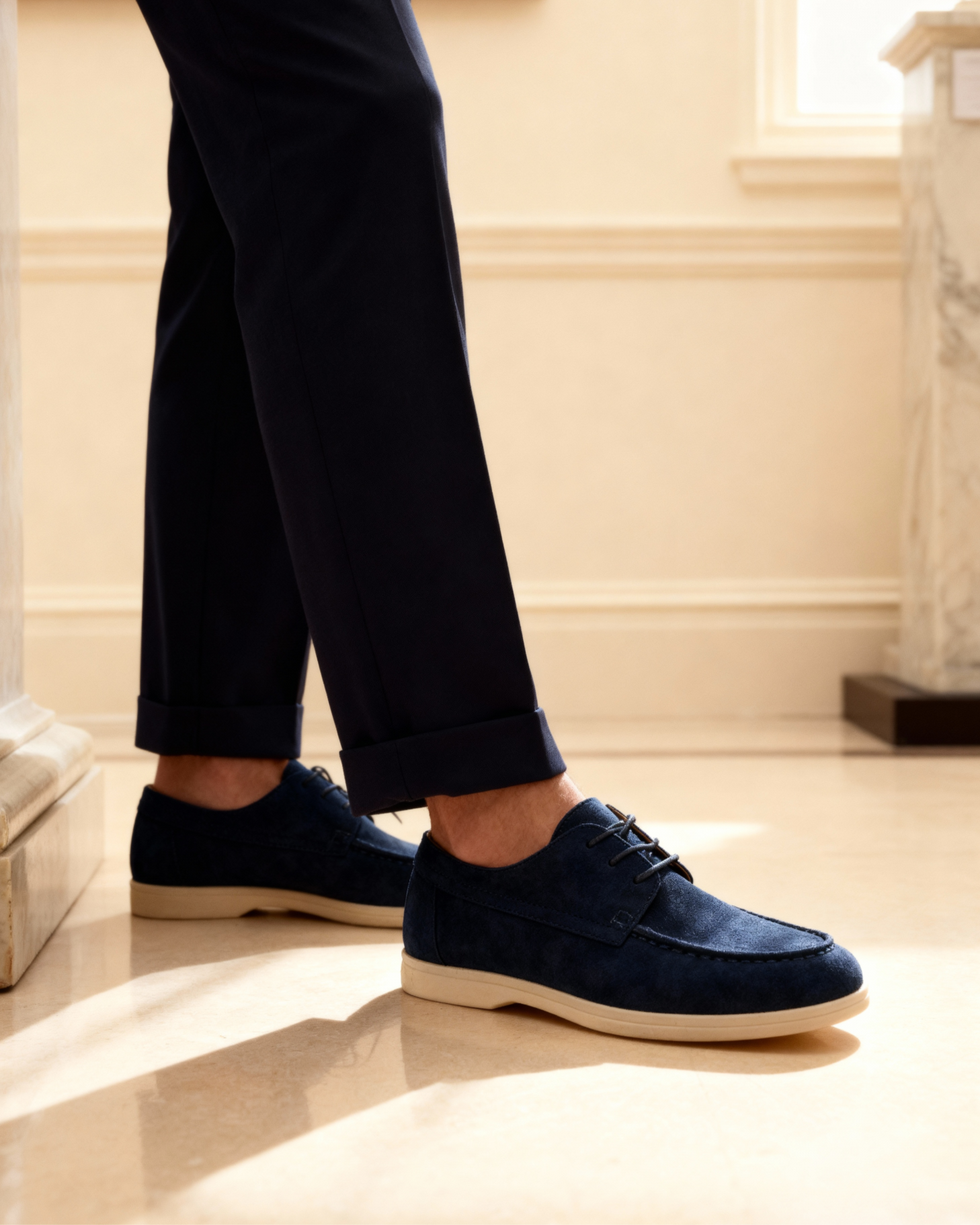 Men's lace-up shoes with suede-effect upper
