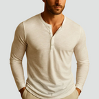 Men's long sleeve button-front henley
