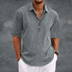 Men's long sleeve open collar henley shirt