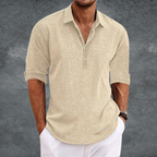 Men's long sleeve open collar henley shirt