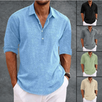 Men's long sleeve open collar henley shirt