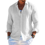 Men's long-sleeve blouse with collar and button-up front