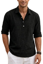 Men's long-sleeve blouse with half-button placket