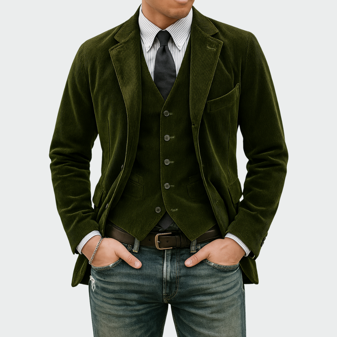 Men's notch lapel two-piece blazer set