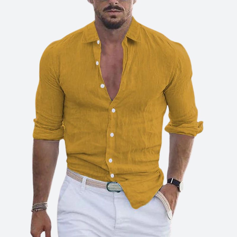 Men's open collar slim fit summer shirt
