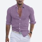 Men's open collar slim fit summer shirt