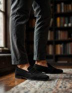 Men's penny loafers with moccasin seam and slip-on construction
