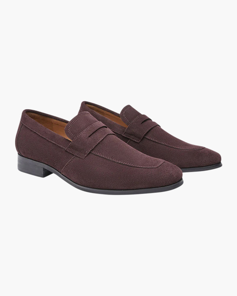 Men's penny loafers with moccasin seam and slip-on construction