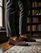 Men's penny loafers with moccasin seam and slip-on construction
